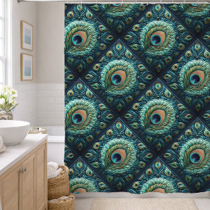 Quilted Blue Peacock Feathers Design