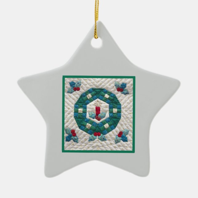 Quilted Candle First Christmas 2 Ceramic Ornament (Front)