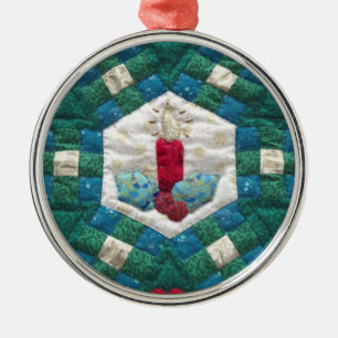 Quilted Candle Metal Ornament