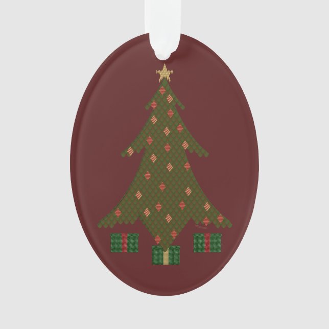 Quilted Christmas Acrylic Ornament (Front)