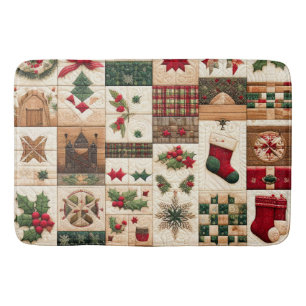 Quilted Christmas Design Bath Mat