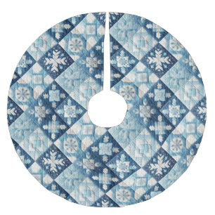 Quilted Christmas Design Brushed Polyester Tree Skirt