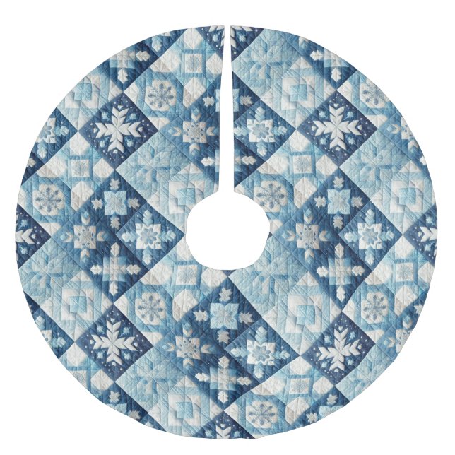 Quilted Christmas Design Brushed Polyester Tree Skirt (Front)