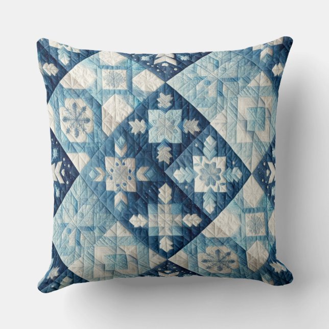 Quilted Christmas Design Throw Pillow (Back)