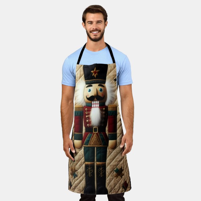 Quilted Christmas Nutcracker Apron (Worn)