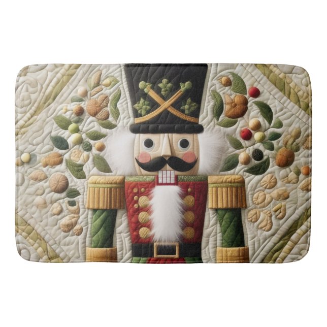 Quilted Christmas Nutcracker Bath Mat (Front)