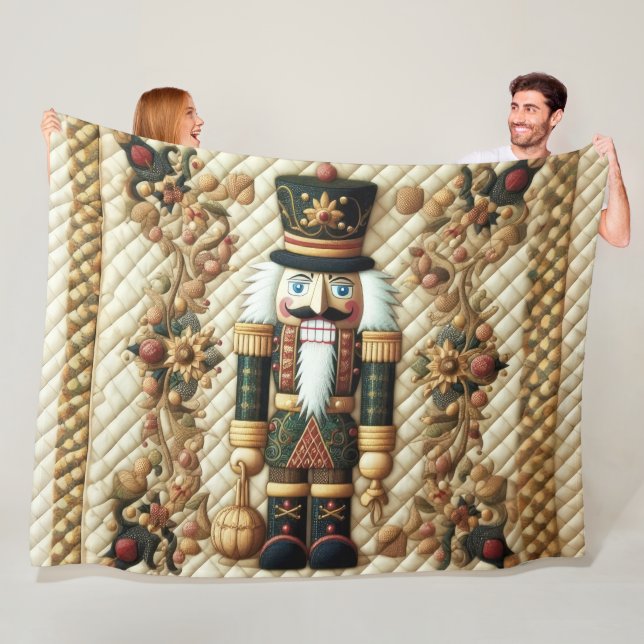 Quilted Christmas Nutcracker Fleece Blanket  (In Situ)