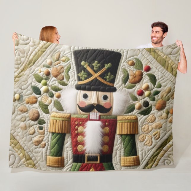 Quilted Christmas Nutcracker Fleece Blanket (In Situ)