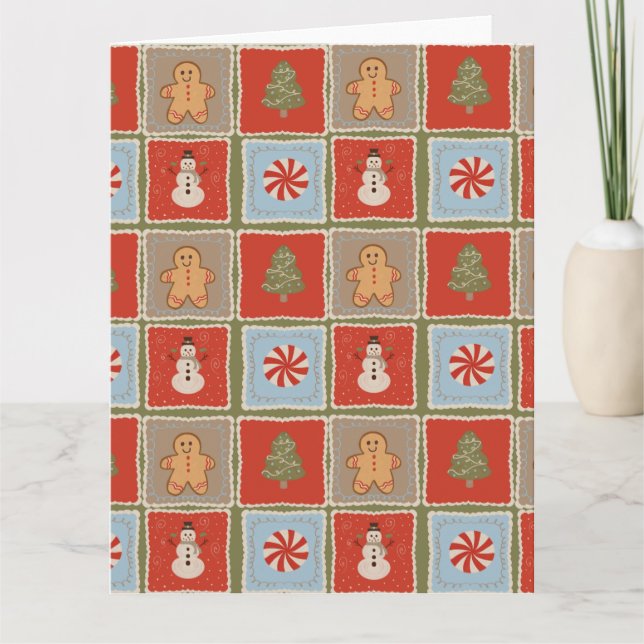 Quilted Christmas Tile Wallpaper Card (Front)