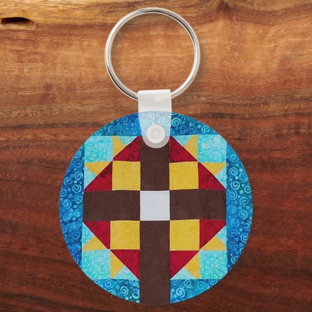 Quilted Cross key chain  (Front)