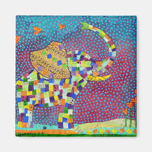 Quilted Elephant Magnet