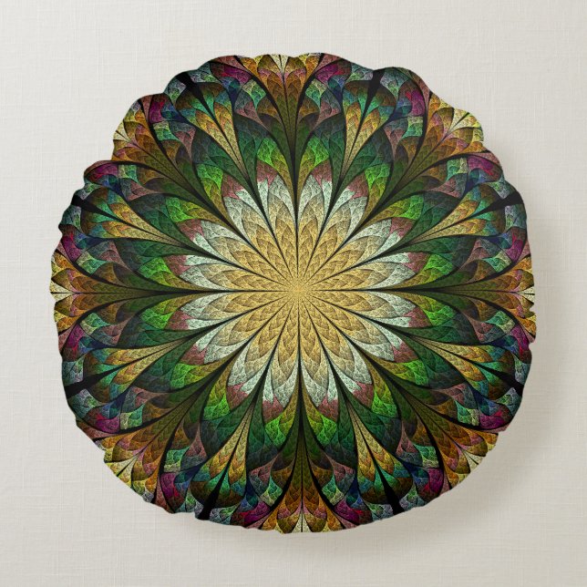 Quilted Flower Round Pillow (Front)