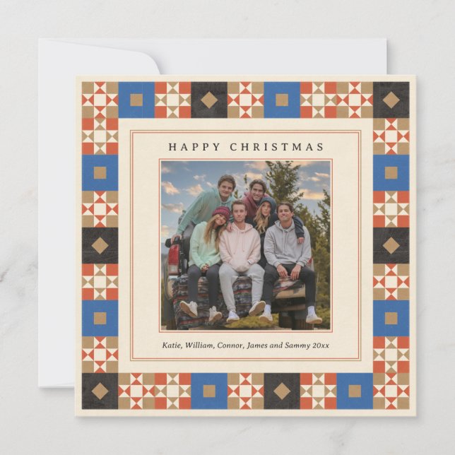 Quilted Frame Photo Holiday Card (Front)