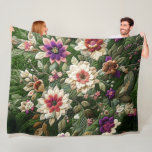 Quilted Green Floral Design Fleece Blanket<br><div class="desc">Quilted Green Floral Design</div>