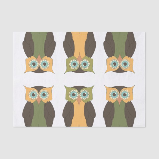 Quilted Owl Tissue Paper (Front)