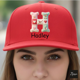 Quilted Patchwork Initial Letter H Nursery Trucker Hat