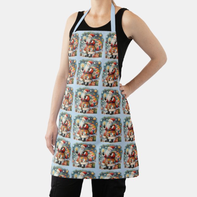 Quilted Patchwork Santa with Christmas Stars Apron (Insitu)