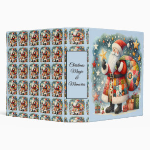 Quilted Patchwork Santa with Christmas Stars Binder