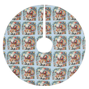 Quilted Patchwork Santa with Christmas Stars Brushed Polyester Tree Skirt