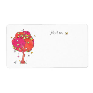 Quilted Patchwork Tree Illustrated Shipping Labels