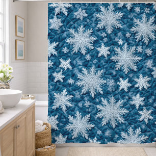 Quilted Pattern Blue and White Snowflakes