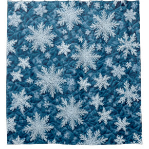 Quilted Pattern Blue and White Snowflakes