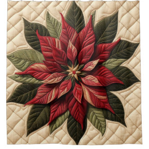 Quilted Pattern Poinsettia Cream