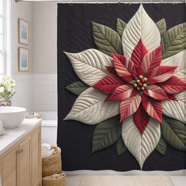 Quilted Pattern Poinsettia Red Green Black (Creator Uploaded)