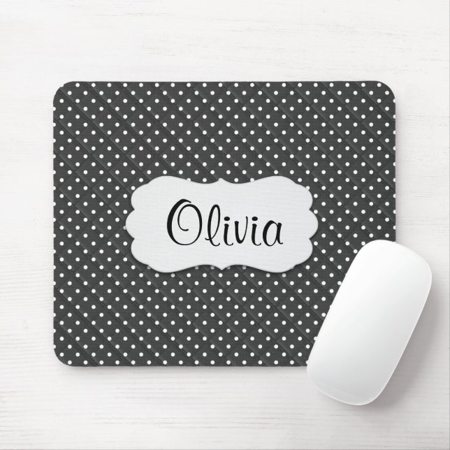Quilted Polka Dots with Name   Mouse Pad (With Mouse)