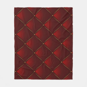 Quilted Red Gold Thread Background Fleece Blanket