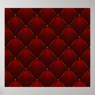 Quilted Red Gold Thread Background Poster