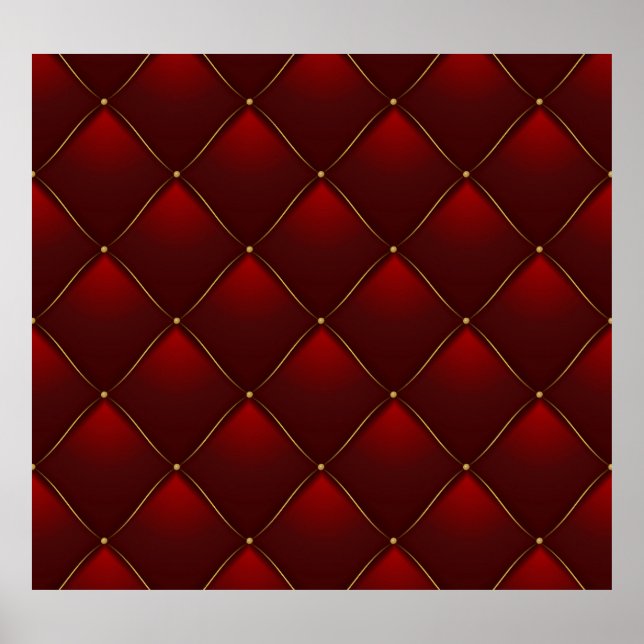 Quilted Red Gold Thread Background Poster (Front)