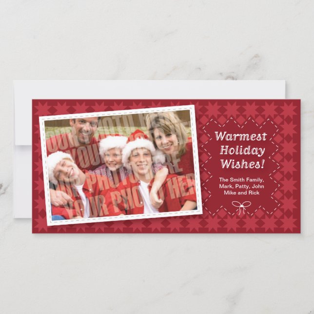 Quilted Red Holiday Photocard (Front)
