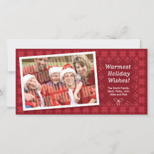 Quilted Red Holiday Photocard Card