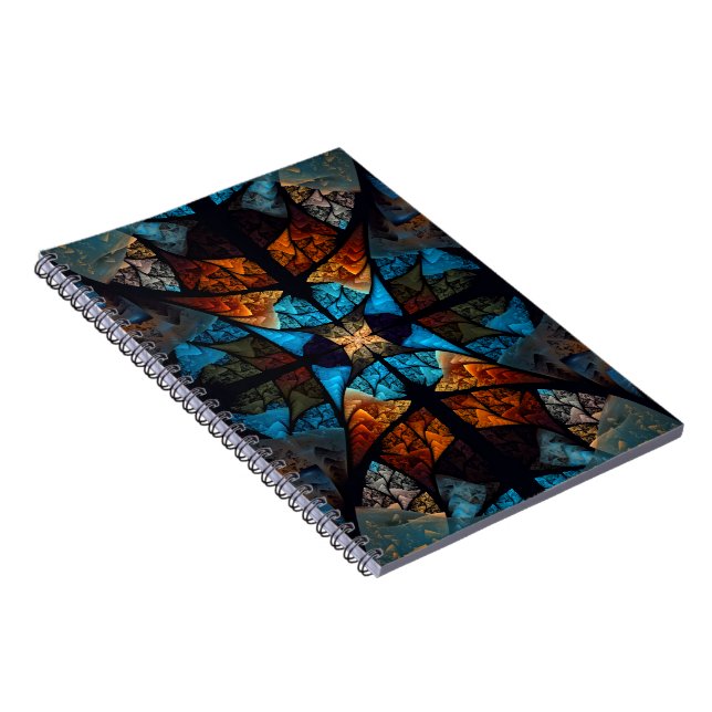 Quilted Star Abstract in Blues Notebook (Right Side)