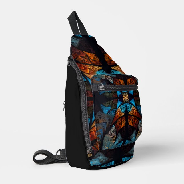 Quilted Star Abstract in Blues Sling Bag (Left Corner)
