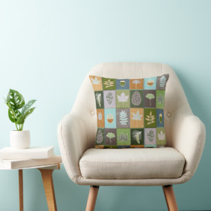 Quilted Summer Leaves  Throw Pillow
