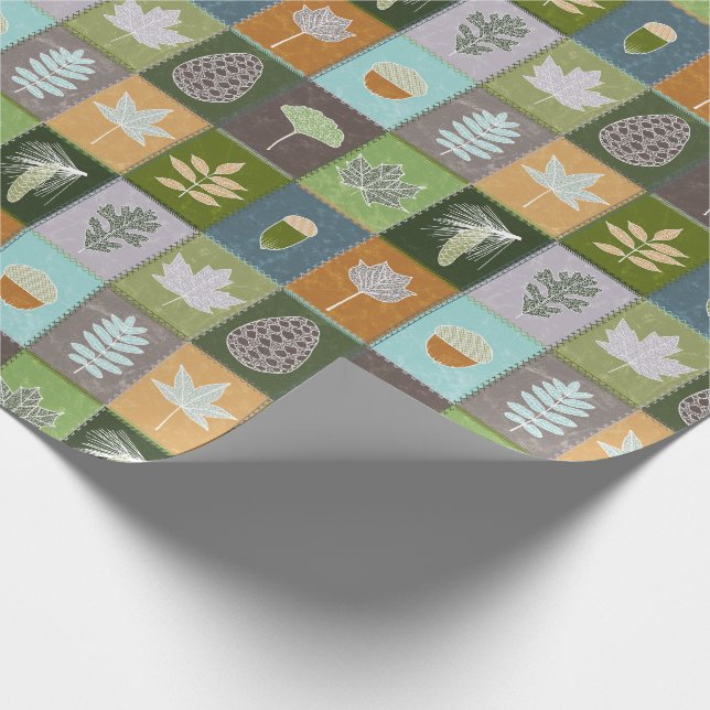 Quilted Summer Leaves Wrapping Paper (Corner)