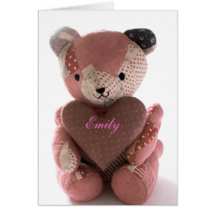 quilted teddy bear with calico heart Emily