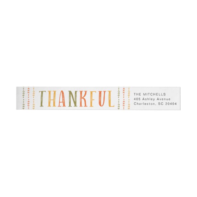 Quilted Thankful Wraparound Return Address Label (Individual)