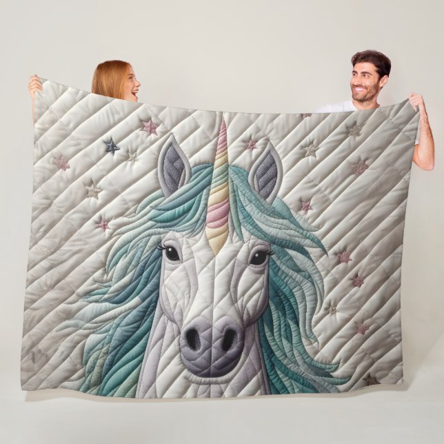 Quilted Unicorn Fleece Blanket (In Situ)