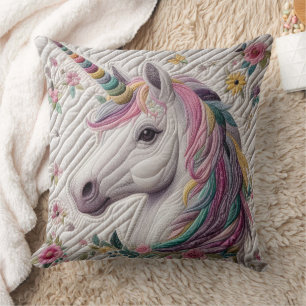 Quilted Unicorn Throw Pillow