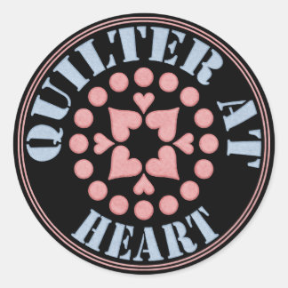 Quilter At Heart, Circular Block Classic Round Sticker