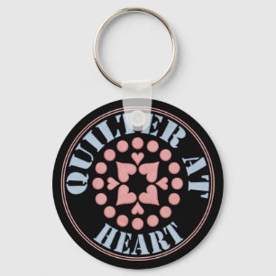 Quilter At Heart, Circular Block Keychain