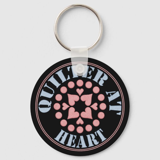 Quilter At Heart, Circular Block Keychain (Front)