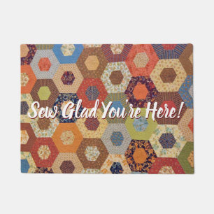 Quilter Fun Sew Glad You're Here Sewing Quilting Doormat