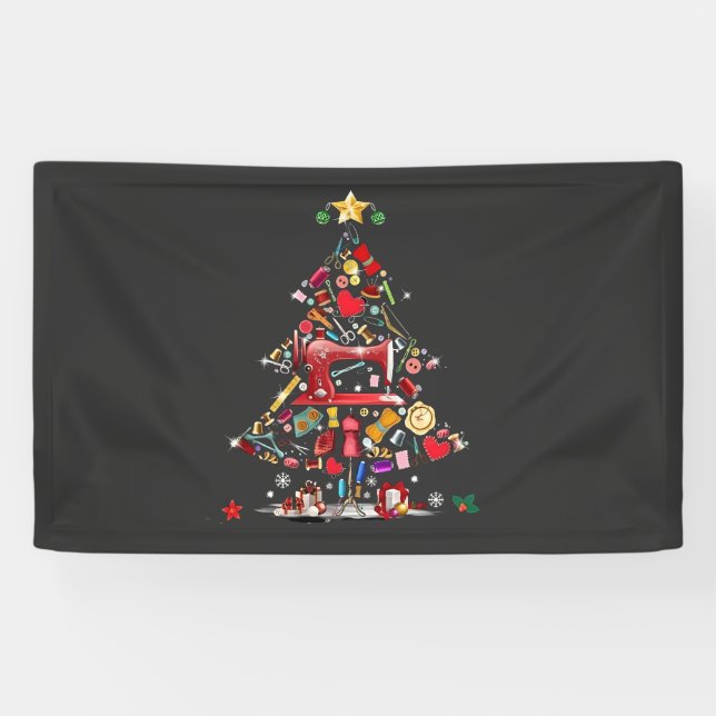 Quilter Merry Christmas Tree Quilt Block Quilting  Banner (Horizontal)