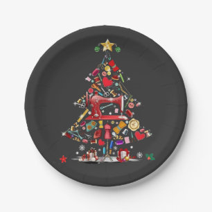 Quilter Merry Christmas Tree Quilt Block Quilting Paper Plate