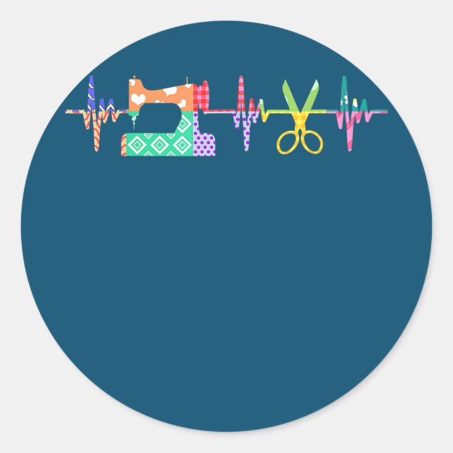 Quilter Sewing Heartbeat For Quilting Lover MM  Classic Round Sticker (Front)