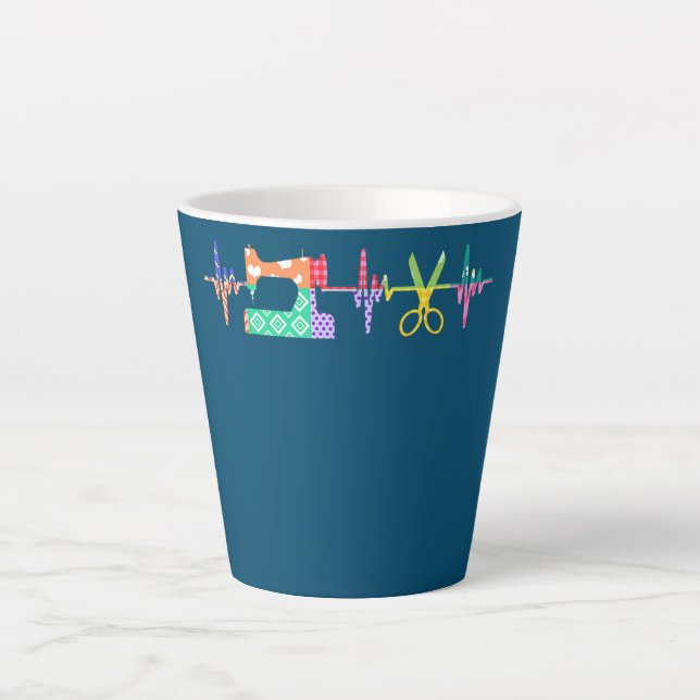 Quilter Sewing Heartbeat For Quilting Lover MM  Latte Mug (Front)